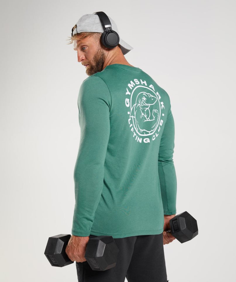 Men's Gymshark Legacy Long Sleeve T-Shirts Green | CA 6D5A13